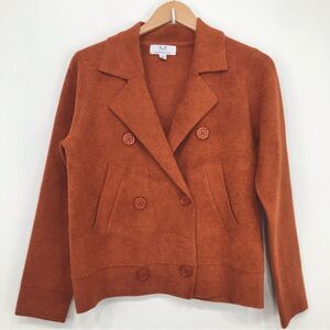 Magaschoni Burnt Orange Thick Luxurious Knit Button Front Sweater Blazer